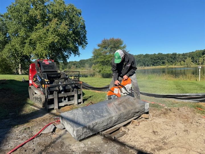 Hardscape installation in progress