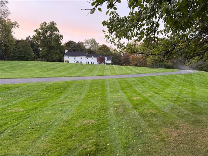 Striped lawn at dusk